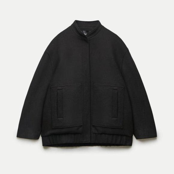 NWT ZARA ZW COLLECTION WOOL BOMBER S, L - Picture 4 of 8